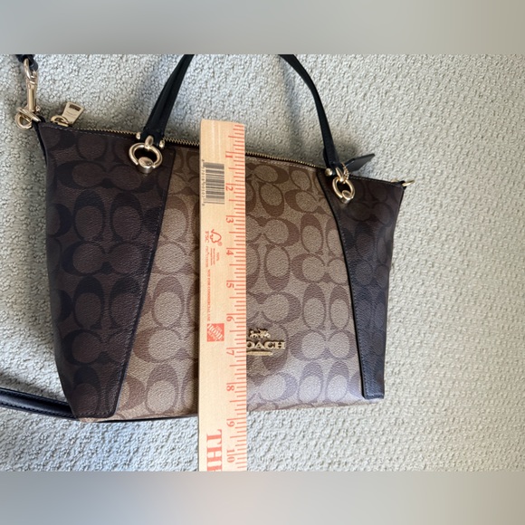 NWOT Coach Sadie Satchel Brown and Tan Signature Shoulder Bag - Picture 8 of 9